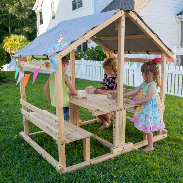 Playhouse with cheap picnic table